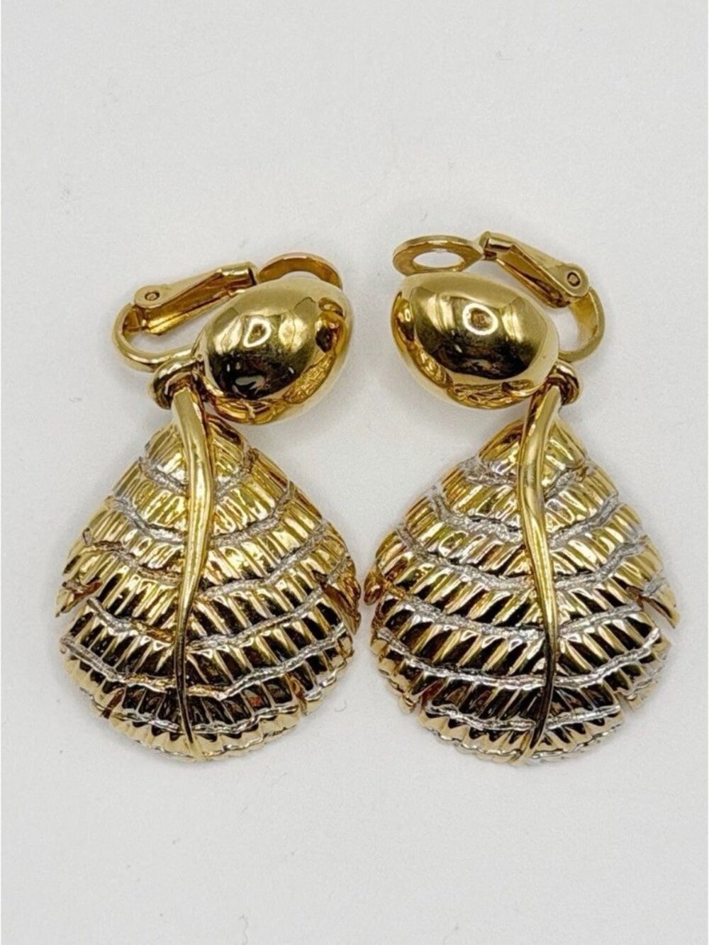D’Orlan Silver & Gold Tone‎ Clip On Dangle Earrings